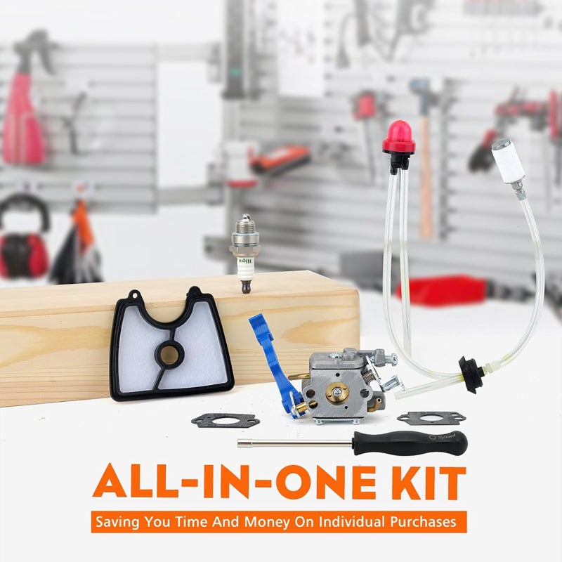 Hipa 125B 590460102 Carburetor Tune Up Kit for Husq 125B 125BVX 125BX Leaf Blower Parts Replace C1Q-W37 545081811 Jonsered B2126 BV2126 Blower Carb Adjusting Tool Air Filter Fuel Line Spark Plug - Image 3